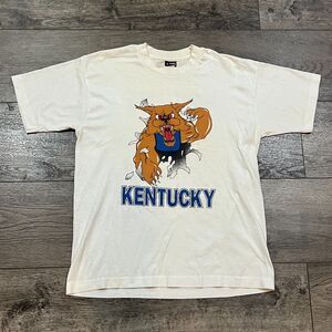 Vintage 90s Kentucky Wildcats Breakthrough Graphic Tee White T-Shirt Men's Large